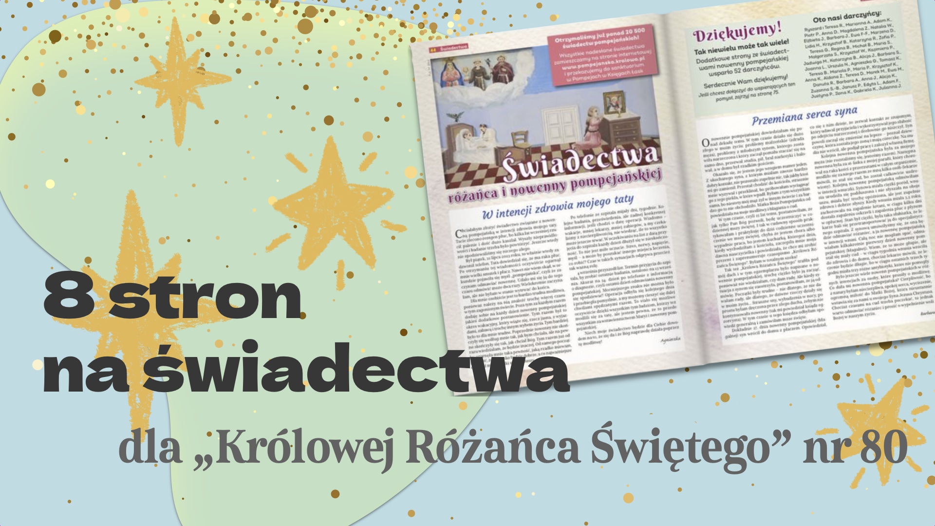 8 stron na świadectwa dla Królowej Różańca Świętego nr 80